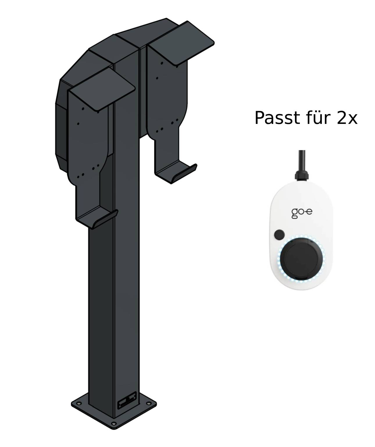 Stazione di ricarica adatta per 2 Easee Wallbox con tetto | ACCANTO | Stare in piedi | Stare in piedi | Stele | base