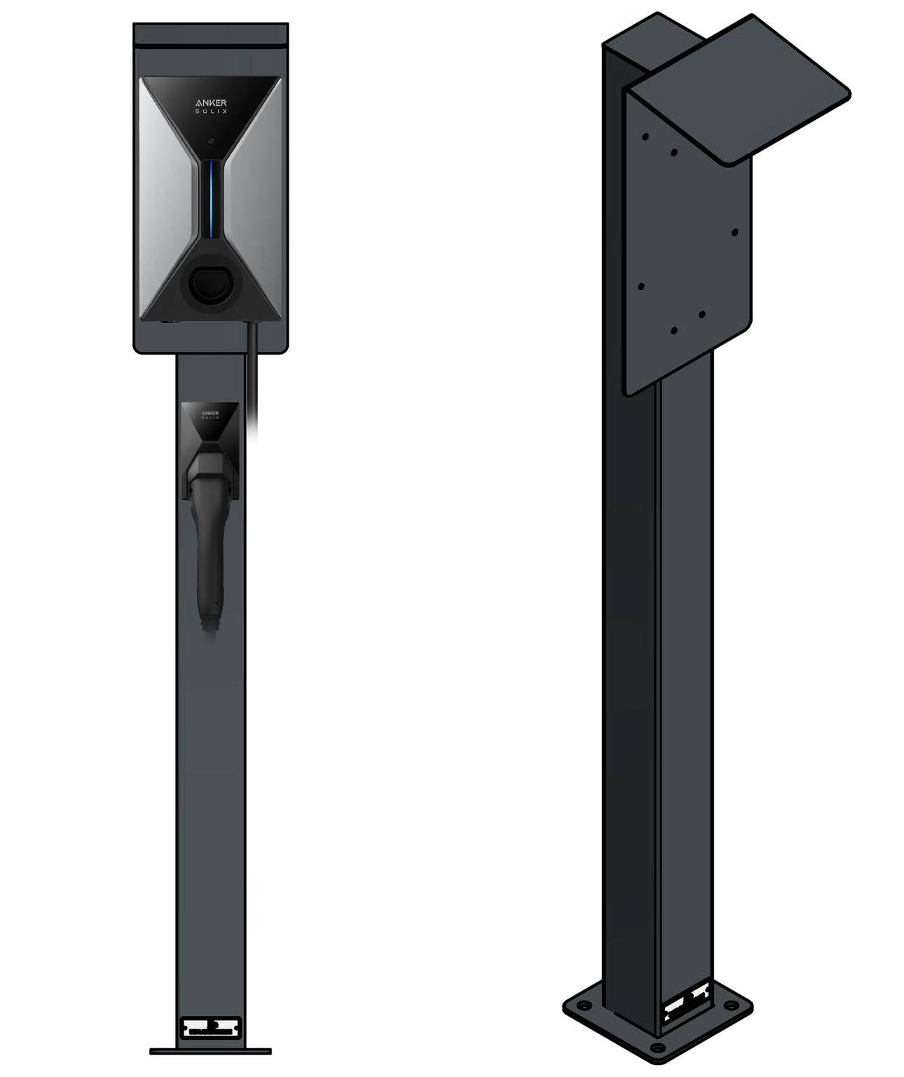 Stazione di ricarica adatta per SolarEdge Home Wallbox con tetto | Stare in piedi | Stare in piedi | stele