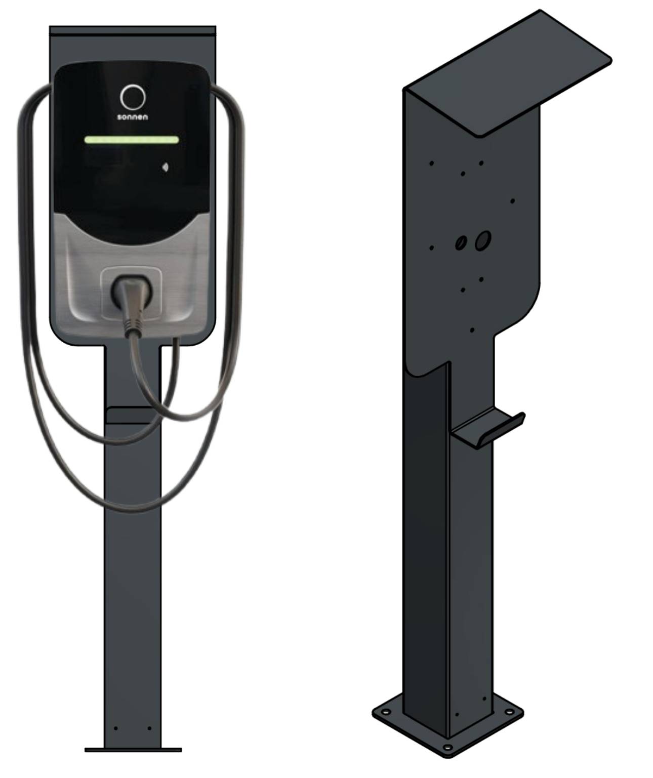 Stazione di ricarica adatta per Sonnen Charger Wallbox con tetto | Stare in piedi | Stare in piedi | Stele | base