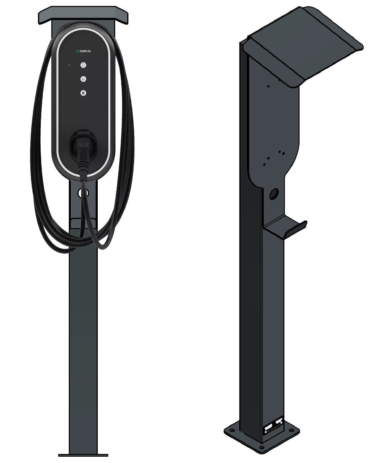 Stazione di ricarica adatta per Innogy / Compleo / E.ON eBox con tetto | Stare in piedi | Stare in piedi | Stele | base