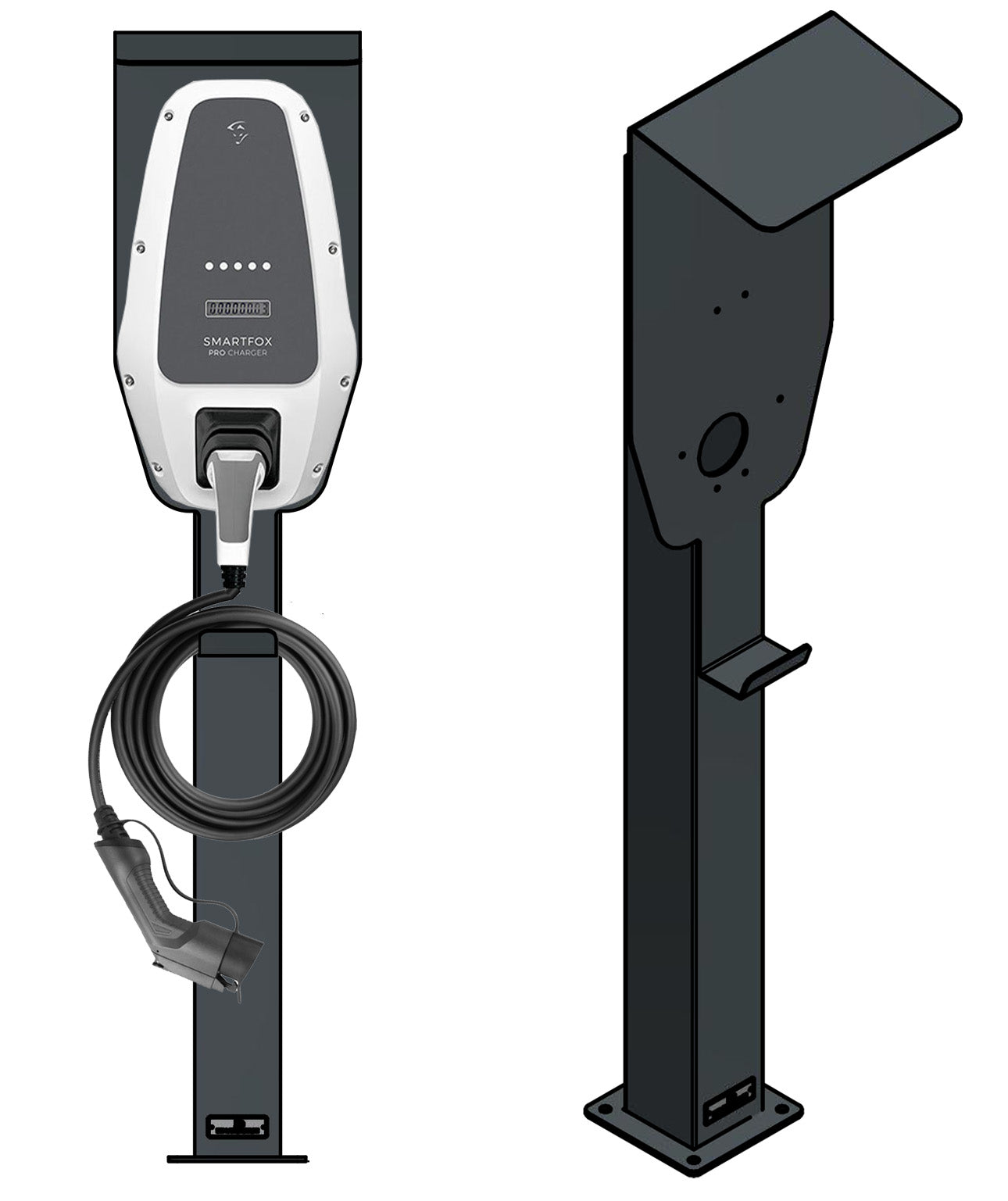 Stazione di ricarica KEBA P20, wall box P30 con tetto | stare in piedi | Stai in piedi | stele