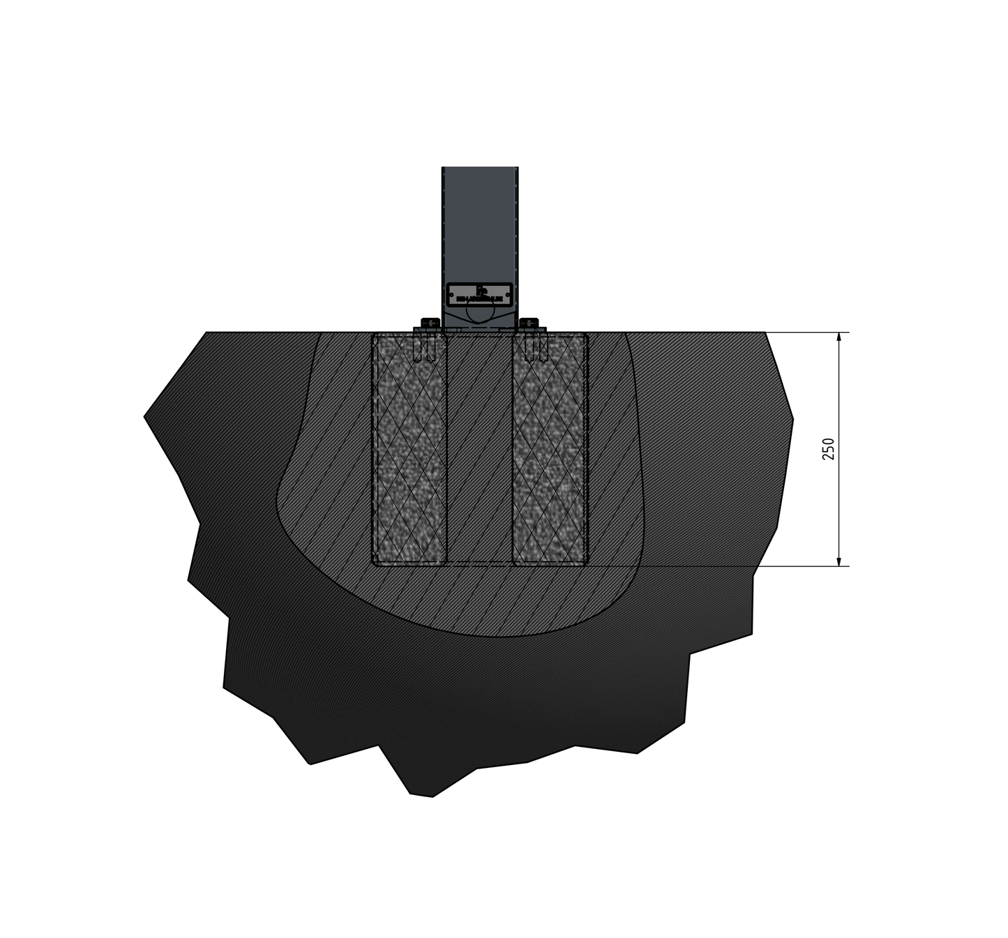 Fondazione in calcestruzzo già pronta per colonna di ricarica, base o stele “DIE-LADESÄULE.DE”.