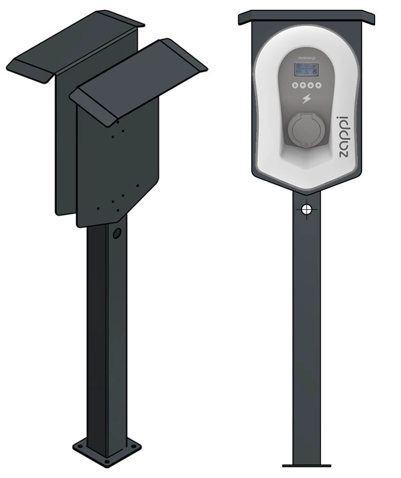 Stazione di ricarica per Zappi Charger Wallbox con tetto e portacavo | stare in piedi | Stai in piedi | stele