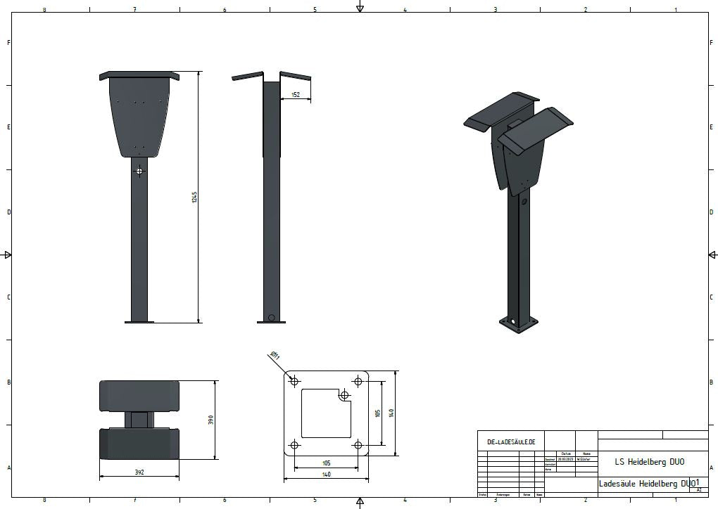 Stazione di ricarica per Heidelberg Wallbox con tetto | stare in piedi | Stai in piedi | stele