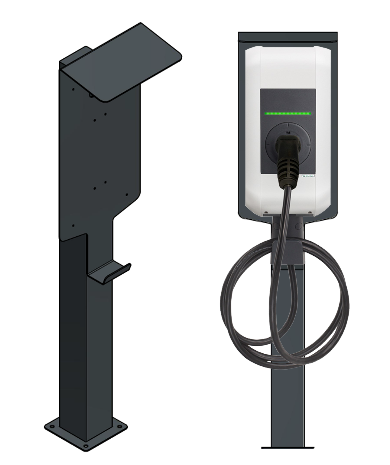 Stazione di ricarica adatta per wallbox KEBA P20, P30 con tetto | Stare in piedi | Stare in piedi | stele