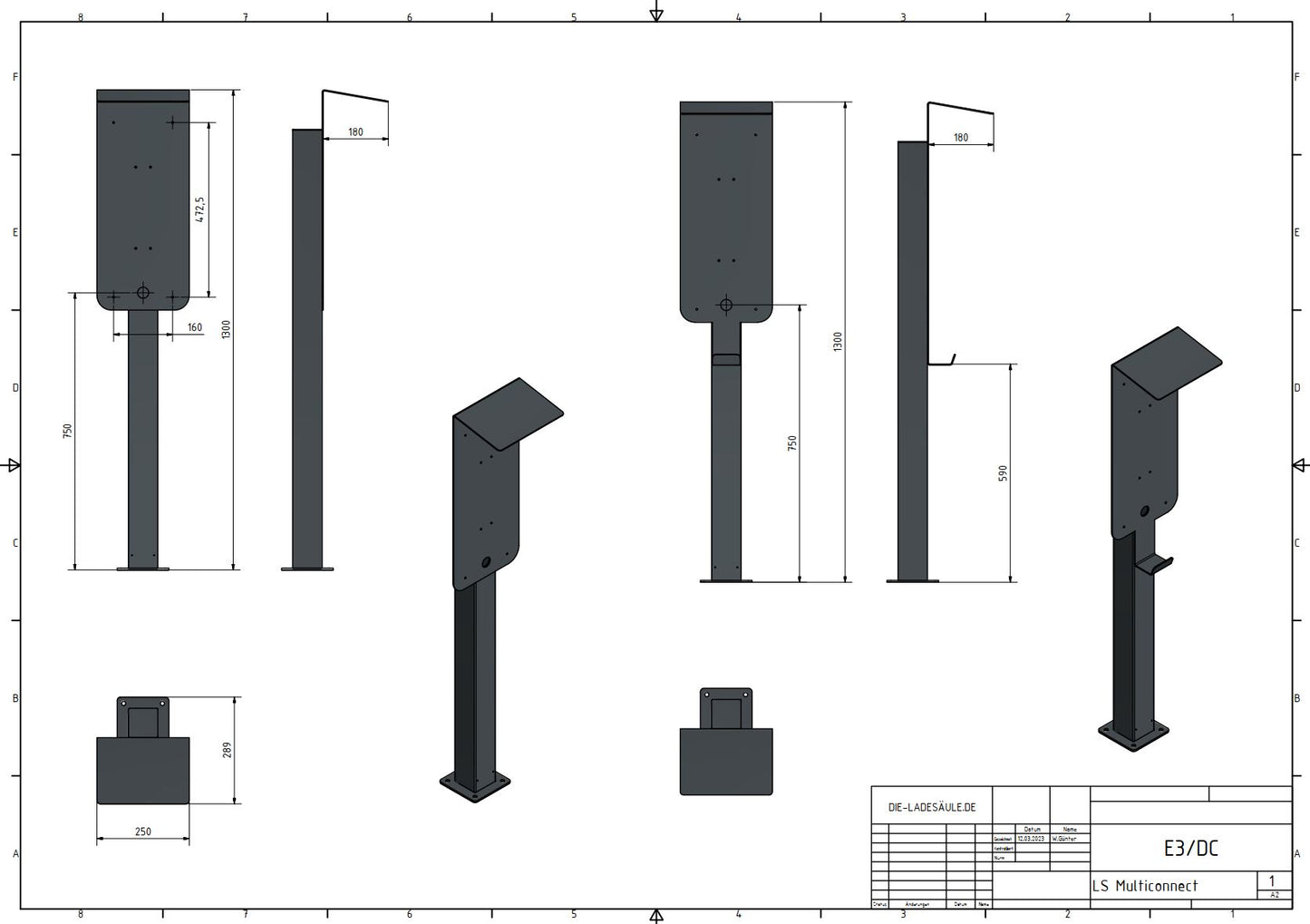 Stazione di ricarica per SMA EV Charger Wallbox con tetto | stare in piedi | Stai in piedi | stele | base