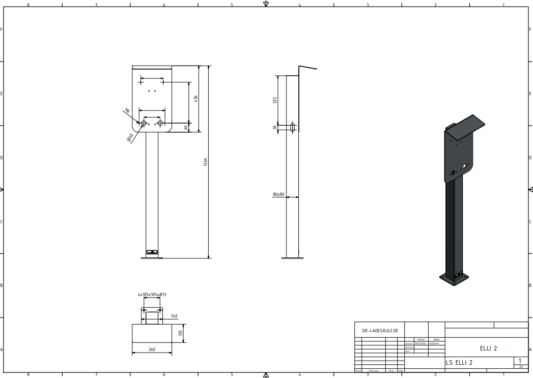 Stazione di ricarica adatta per ELLI (VW) Audi, Skoda Wallbox con tetto | Stare in piedi | Stare in piedi | stele