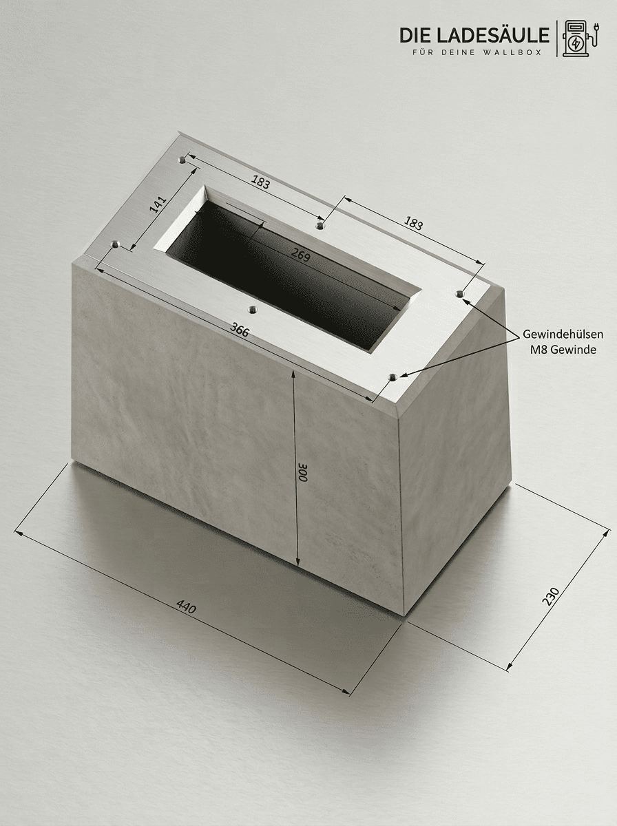 Fondazione in cemento pronta per stazione di ricarica, base o stele