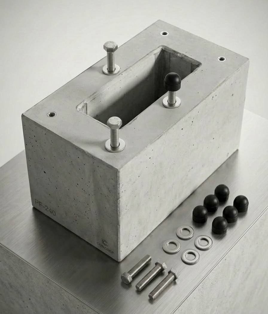 Fondazione in cemento pronta per stazione di ricarica, base o stele