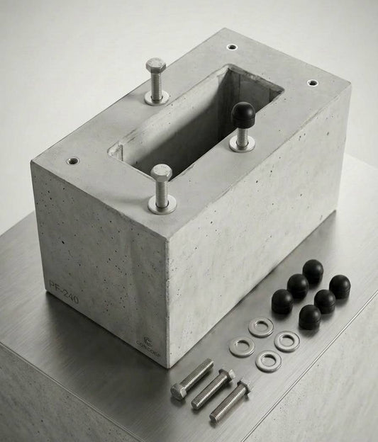 Fondazione in cemento pronta per stazione di ricarica, base o stele