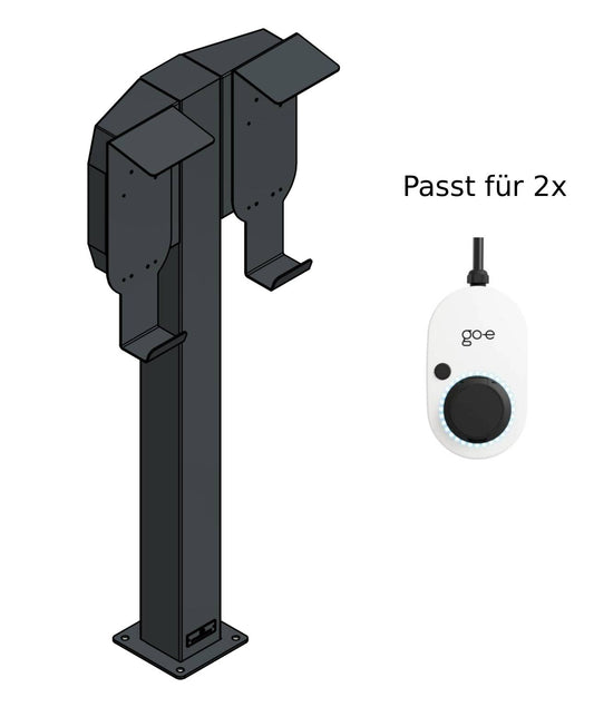 Stazione di ricarica adatta per 2 Easee Wallbox con tetto | ACCANTO | Stare in piedi | Stare in piedi | Stele | base