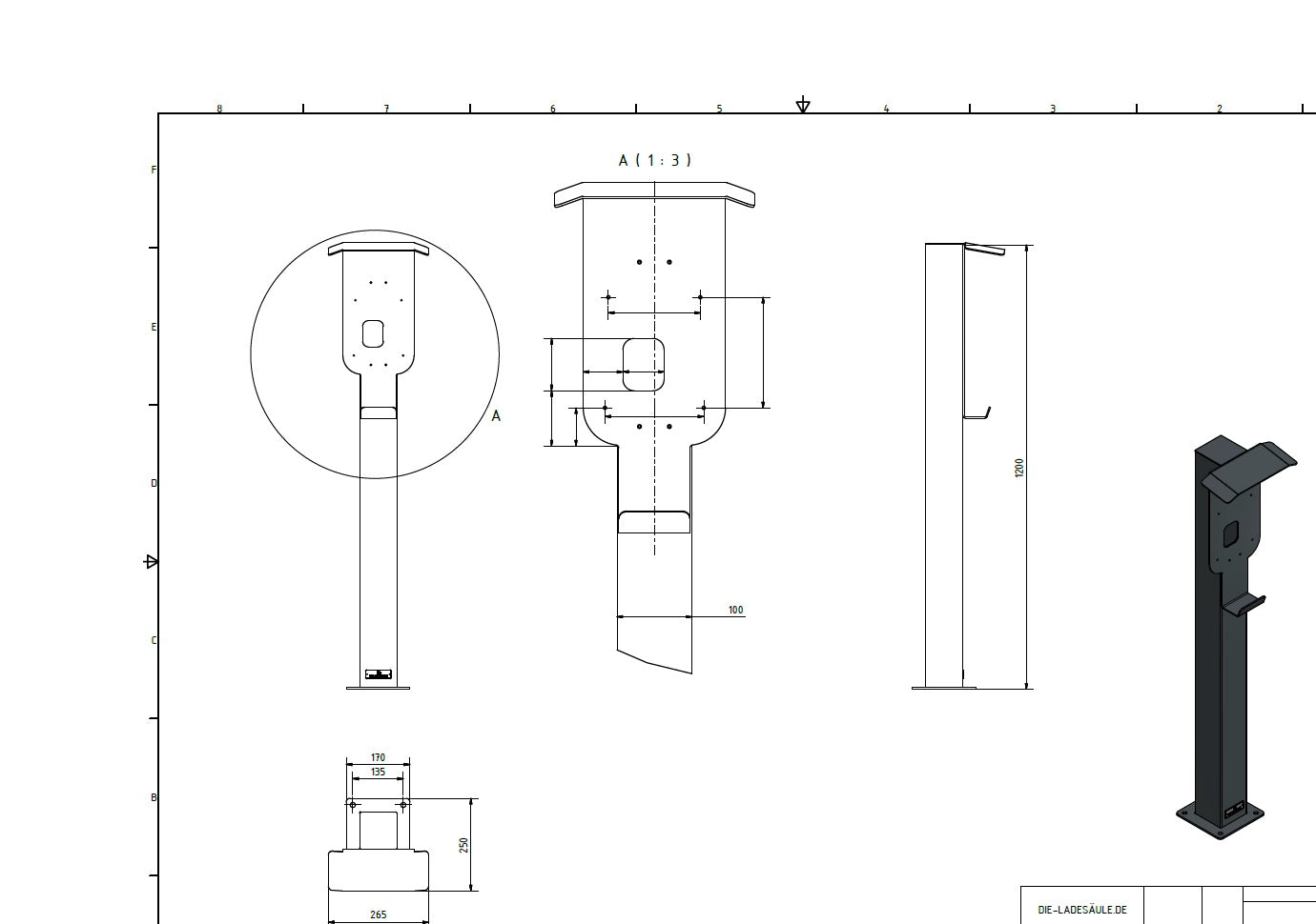 Stazione di ricarica per Mercedes Benz ECE Wallbox con tetto | stare in piedi | Stai in piedi | stele | base