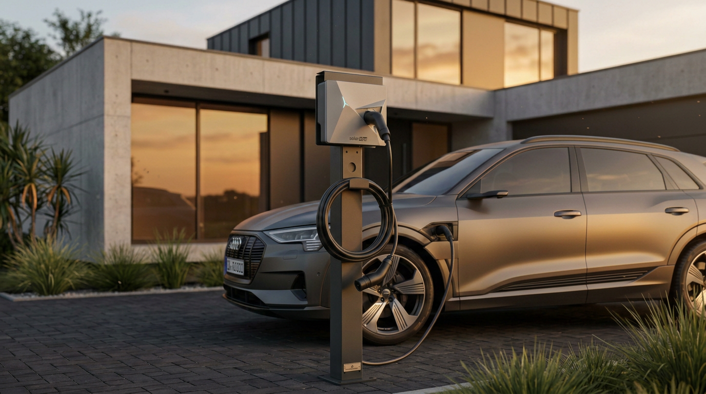 Stazione di ricarica adatta per Innogy / Compleo / E.ON eBox con tetto | Stare in piedi | Stare in piedi | Stele | base