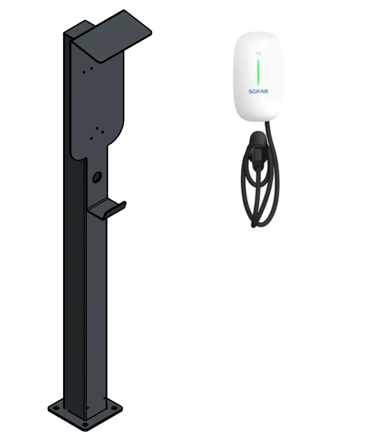 Stazione di ricarica adatta per Innogy / Compleo / E.ON eBox con tetto | Stare in piedi | Stare in piedi | Stele | base
