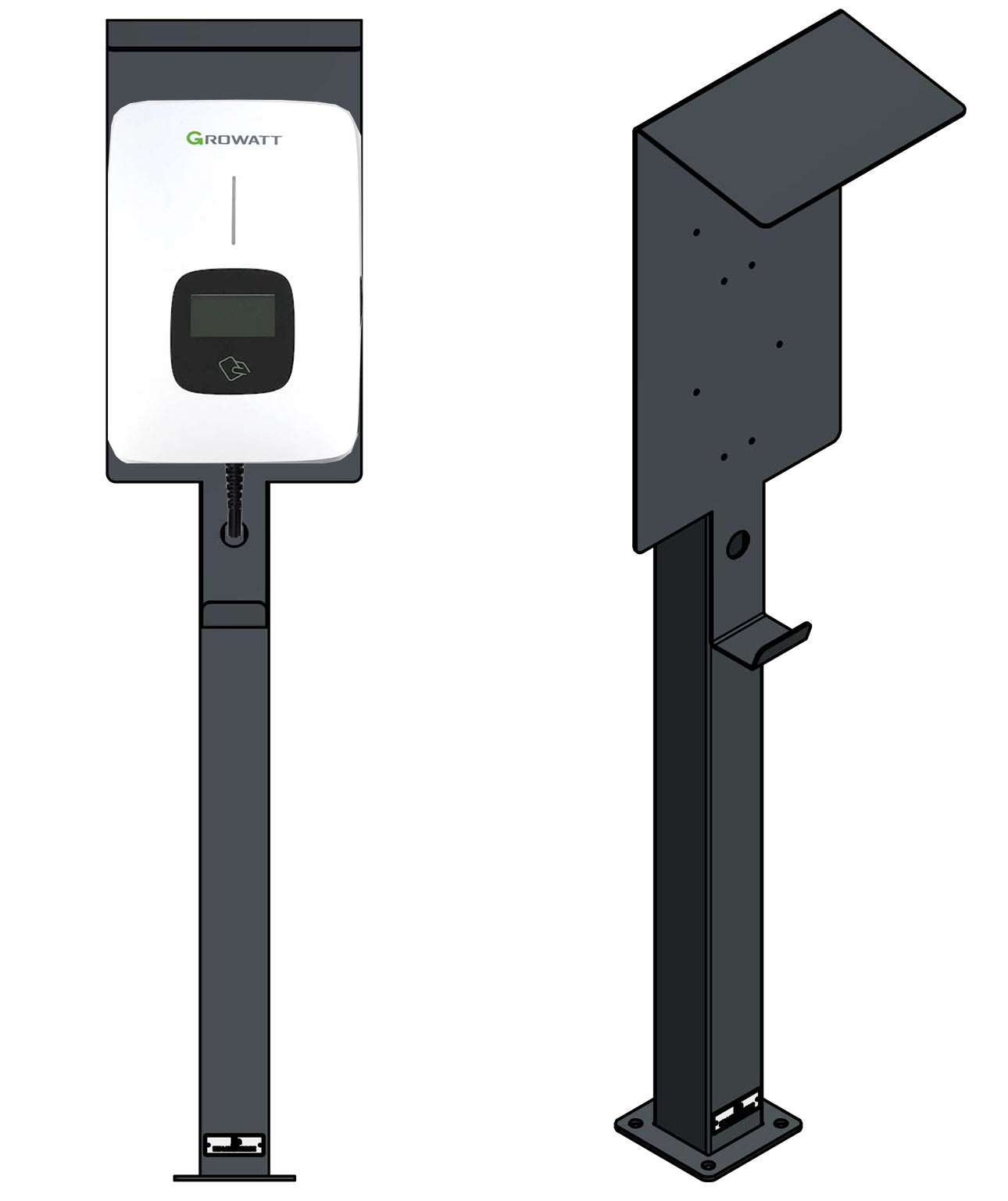 Stazione di ricarica adatta per Innogy / Compleo / E.ON eBox con tetto | Stare in piedi | Stare in piedi | Stele | base