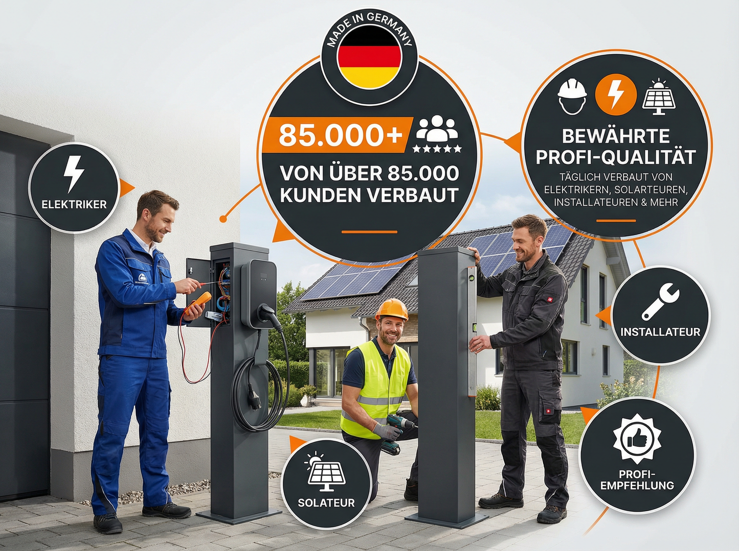 Stazione di ricarica adatta per Innogy / Compleo / E.ON eBox con tetto | Stare in piedi | Stare in piedi | Stele | base