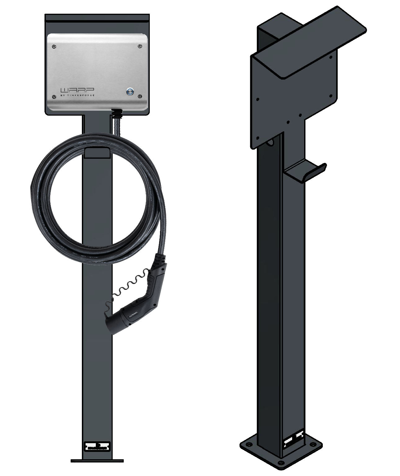 Ladesäule passend für Warp2 Charger Basic/Smart/Pro Wallbox mit Dach und Kabelhalter | Ständer | Standfuß | Stele | Base