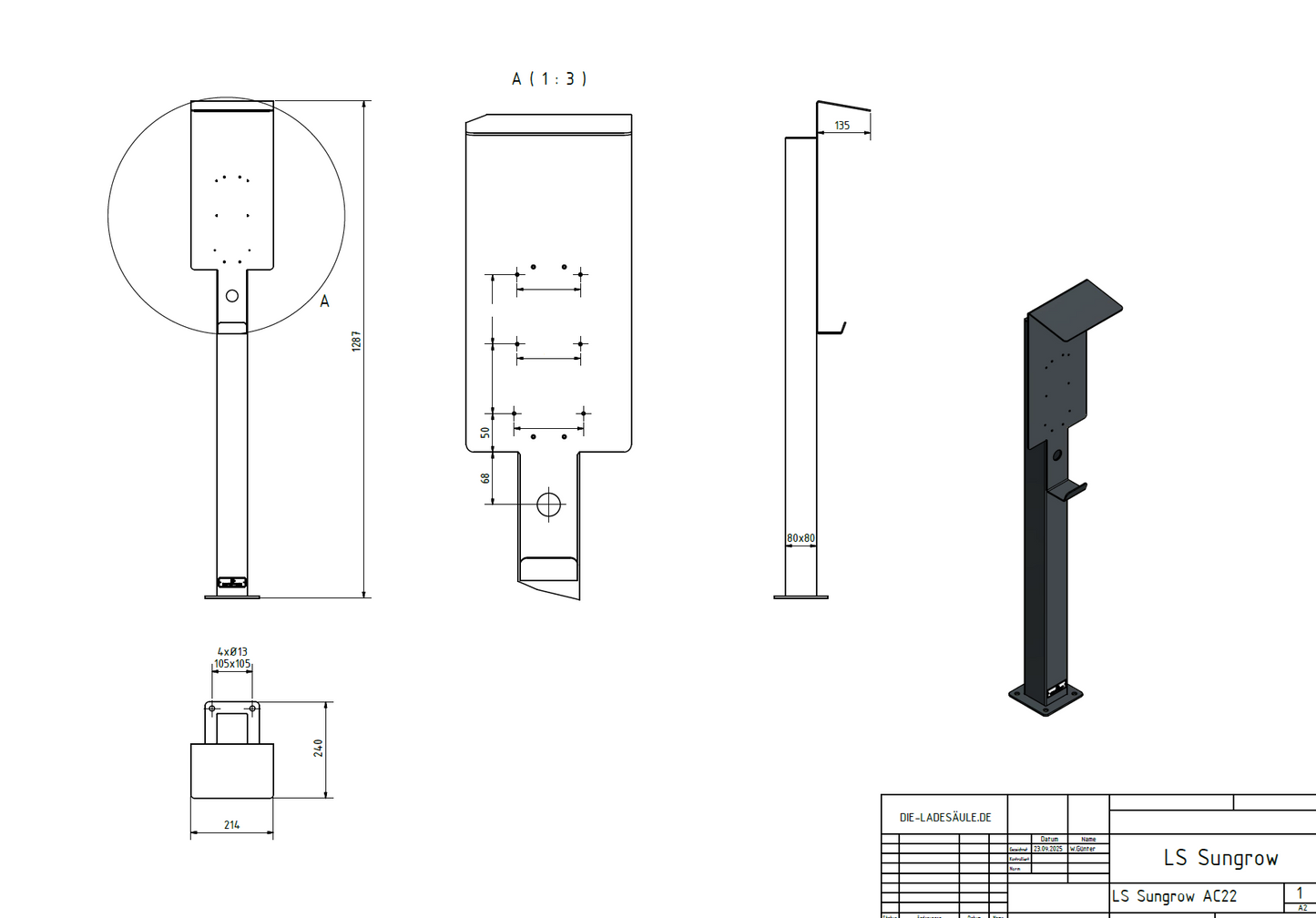 Stazione di ricarica per Mercedes Benz ECE Wallbox con tetto | stare in piedi | Stai in piedi | stele | base