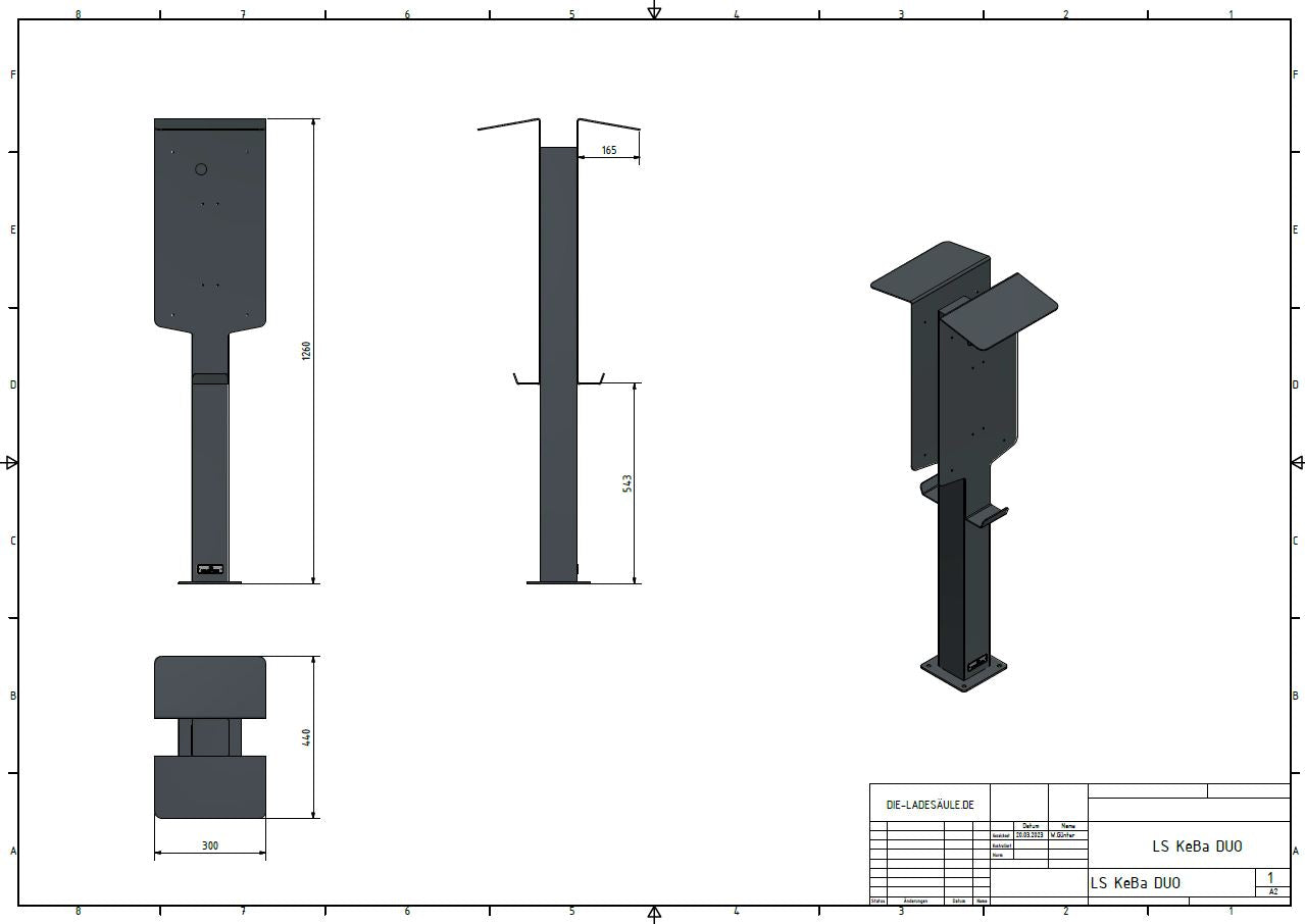 Stazione di ricarica KEBA P20, wall box P30 con tetto | stare in piedi | Stai in piedi | stele